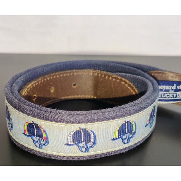 Vineyard Vines Kentucky Derby Canvas and Leather Tipped Men's belt Size 36 - Picture 3 of 16